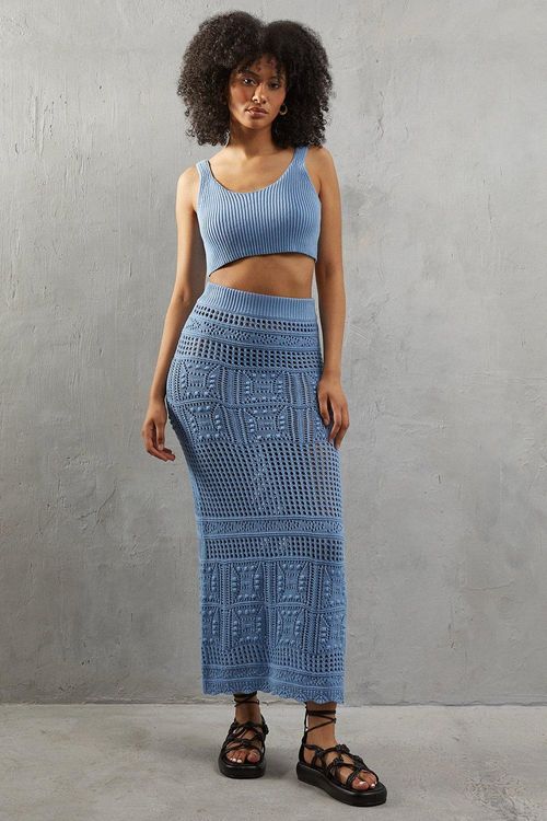 Womens Crochet Midaxi Skirt -...