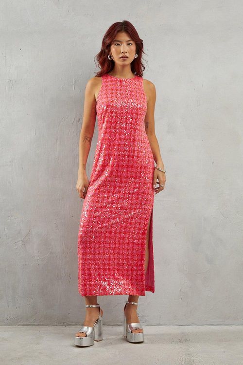 Womens Gingham Sequin...