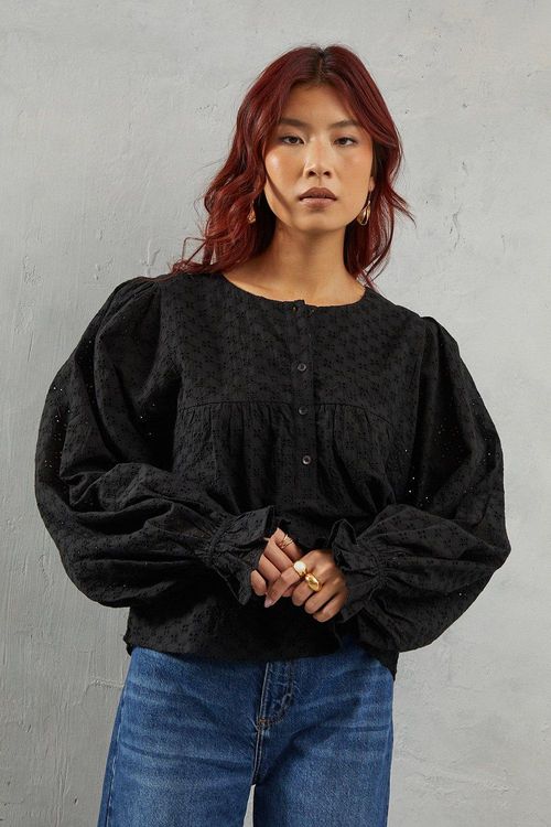 Womens Broderie Volume Sleeve...