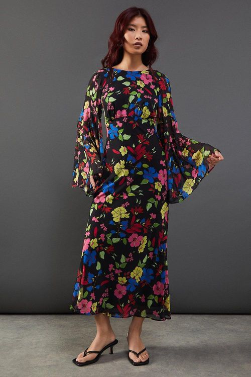 Womens Floral Chiffon Slash...