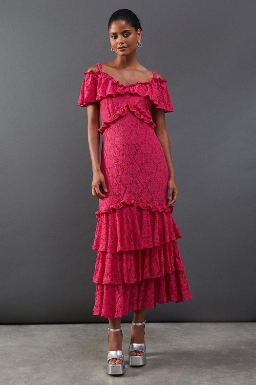 Womens Corded Lace Ruffle...