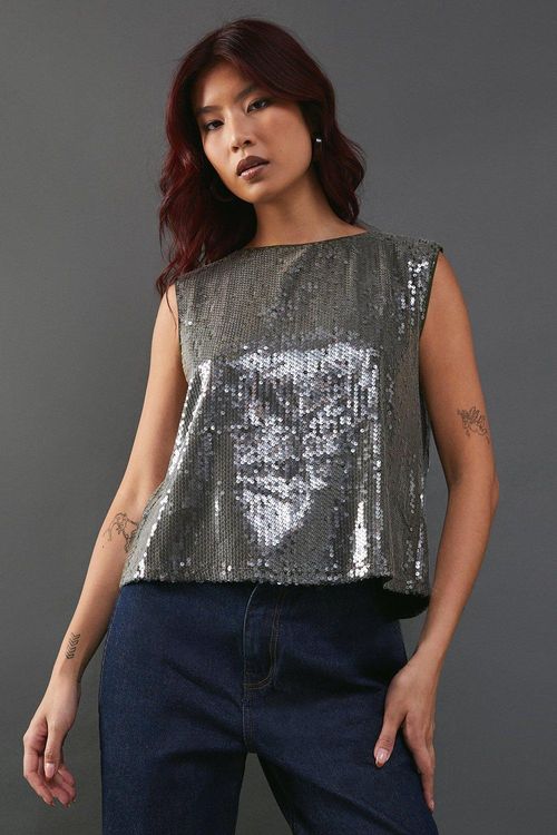 Womens Sequin Sleeveless Tank...