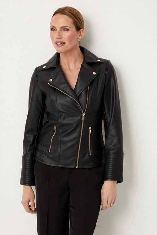 Womens Black Faux Leather...