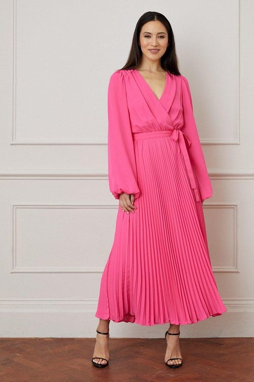 Womens Tall Pleated Wrap Maxi...