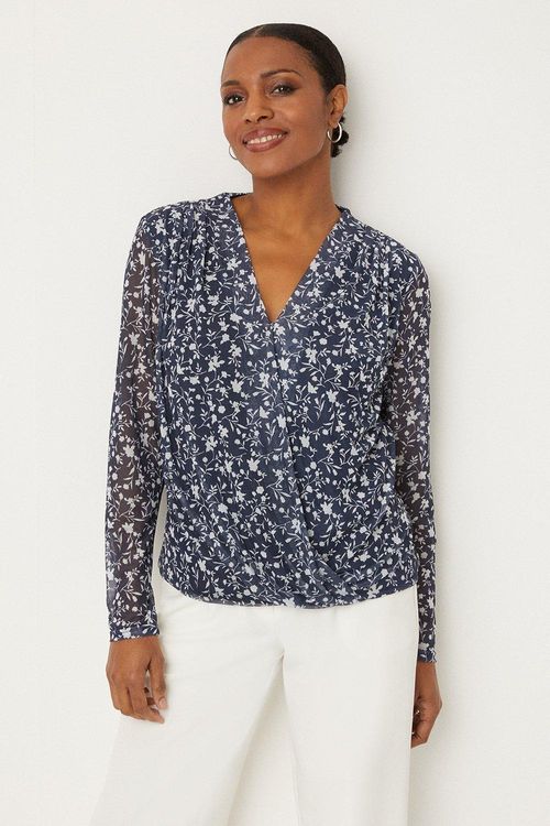 Womens Navy Floral Mesh Wrap...