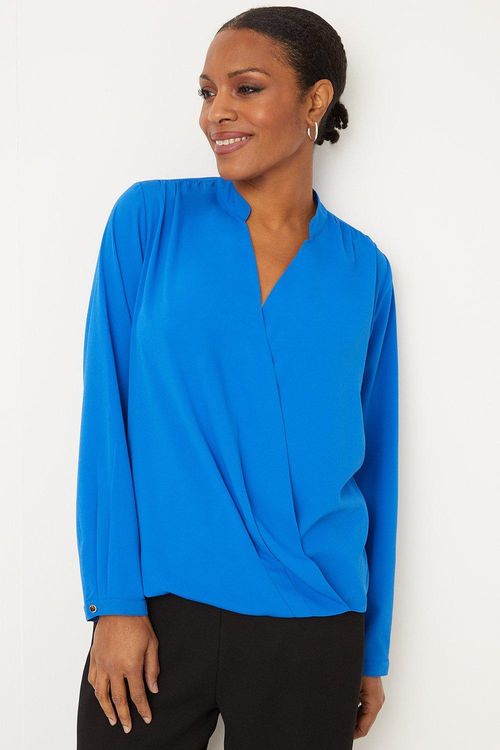 Womens Cobalt Plain Wrap Top