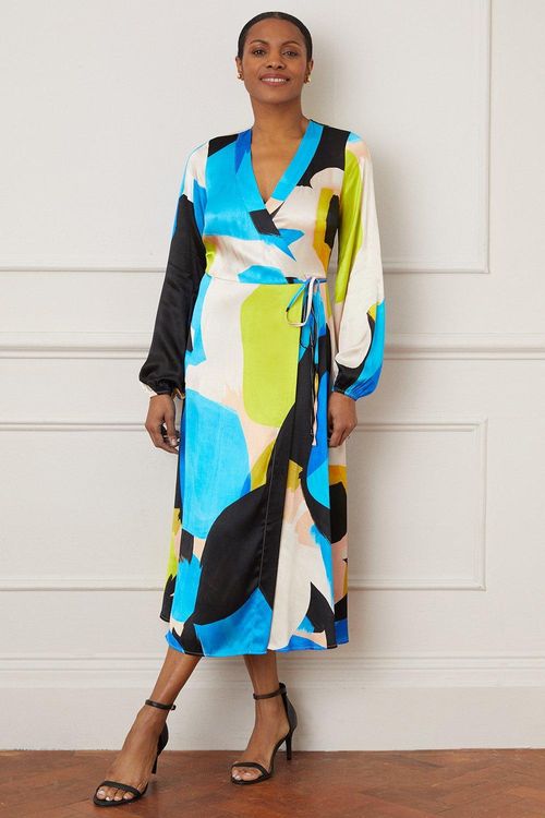 Womens Abstract Satin Wrap...