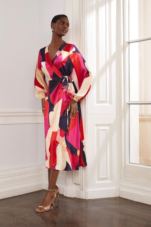 Womens Abstract Satin Wrap...