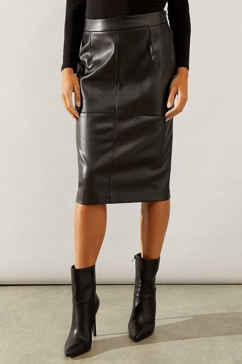 Womens Black Faux Leather...