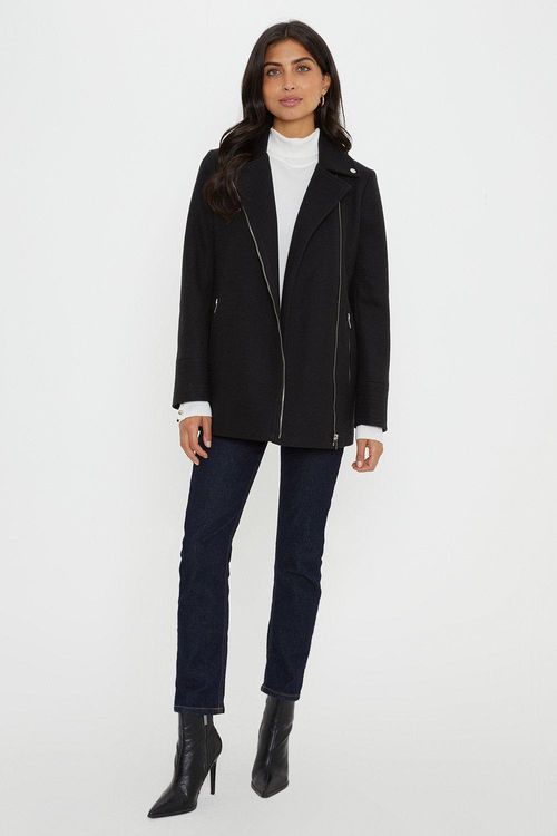 Womens Short Zip Biker Coat