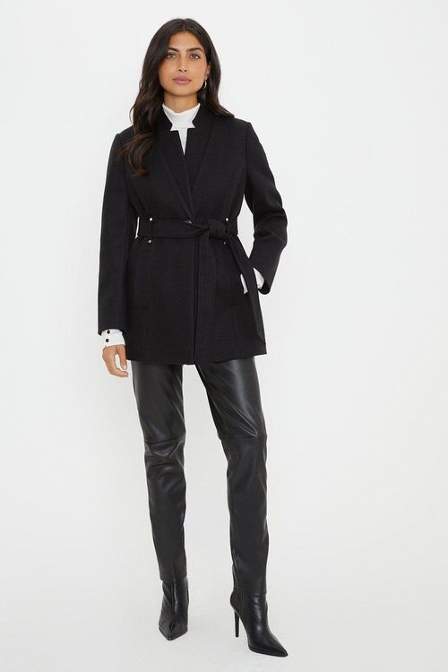 Womens Short Belted Wrap Coat