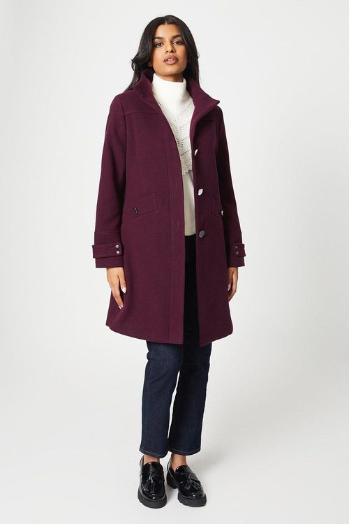 Womens Petite Funnel Neck Coat