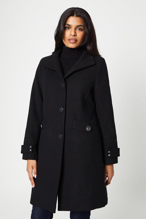 Womens Petite Funnel Neck Coat