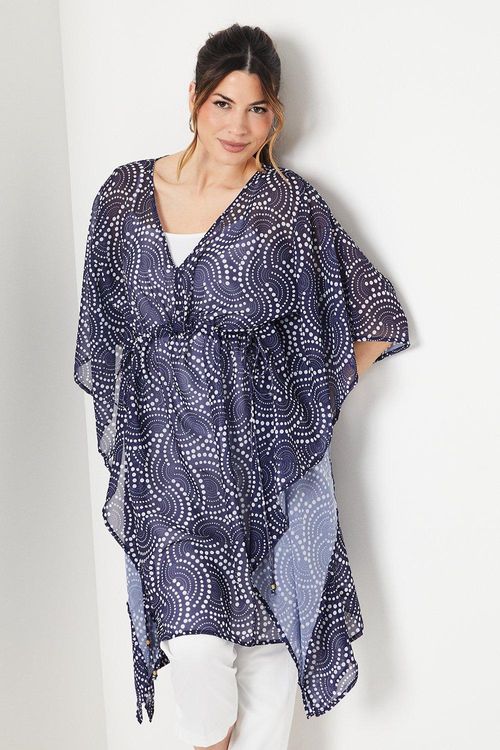 Womens Navy Spot Chiffon...