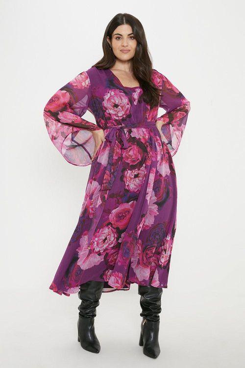 Womens Curve Floral Kimono...