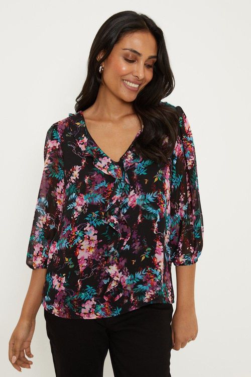 Womens Petite Black Floral...