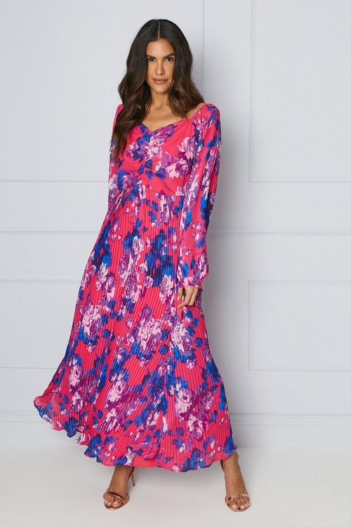 Womens Tall Floral Pleated...