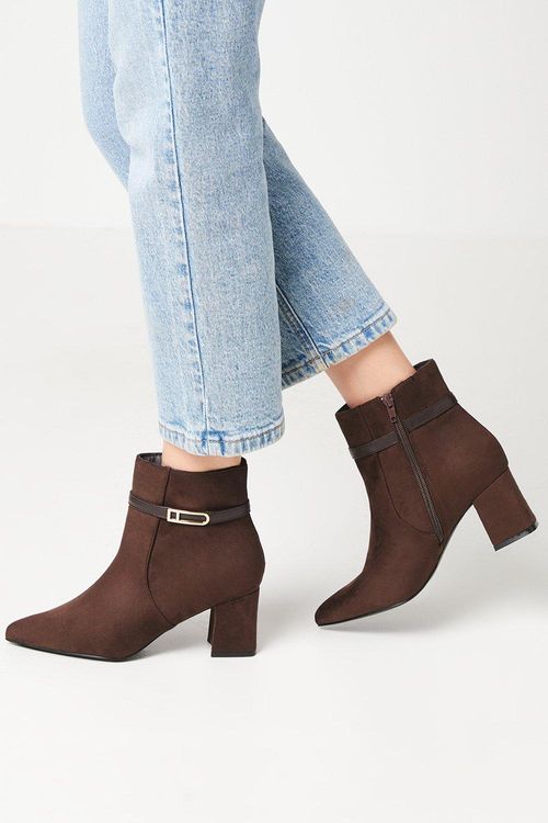 Womens Wide Fit Ava Pointed Block Heel Boots