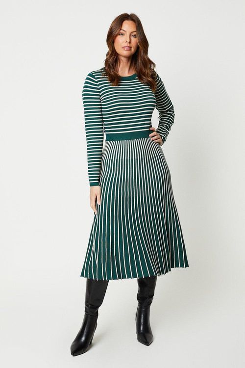 Womens Stripe Pleated Knitted...