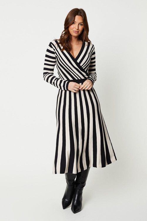 Womens Stripe Wrap Knitted...