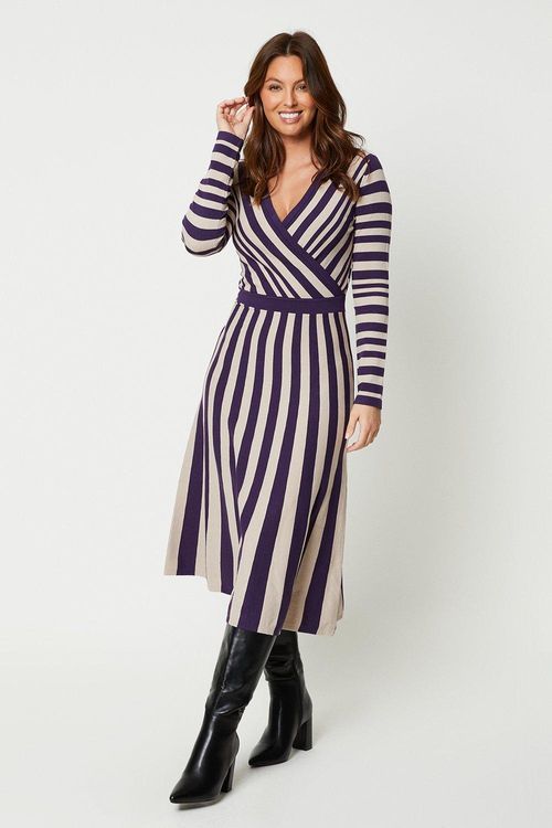 Womens Stripe Wrap Knitted...