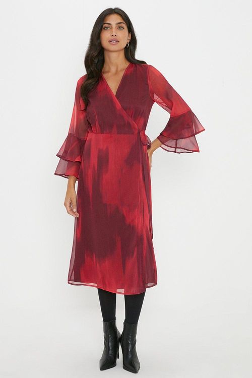 Womens Red Ombre Flute Sleeve...