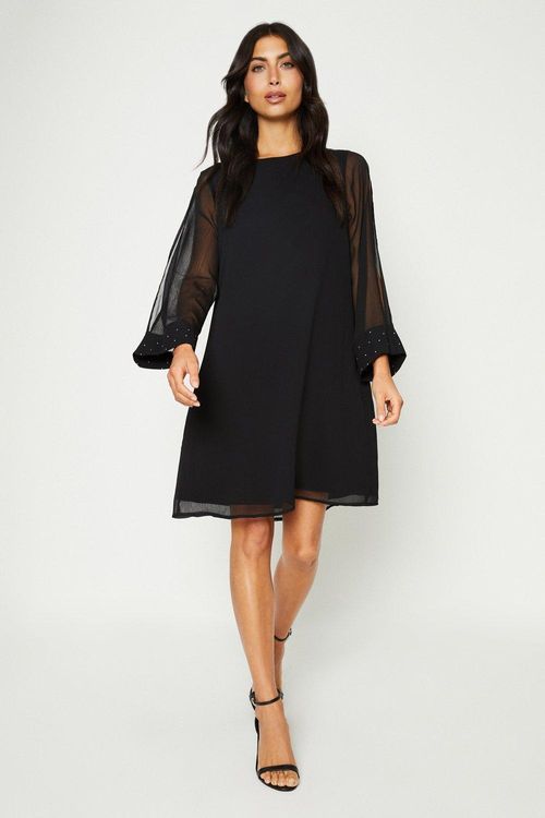 Womens Hotfix Cuff Shift Dress