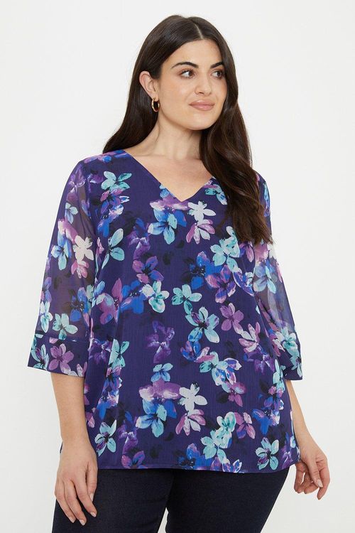 Womens Curve Chiffon V Top...