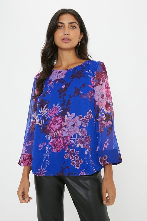 Womens Floral Print Chiffon...