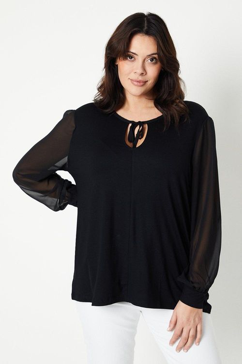 Womens Curve Sheer Sleeve...