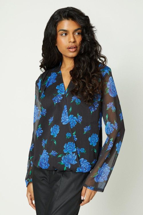 Womens Petite Blue Floral...