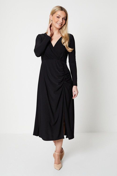 Womens Ruched Waist Wrap Dress