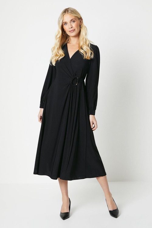 Womens Petite Wrap Shirt Dress