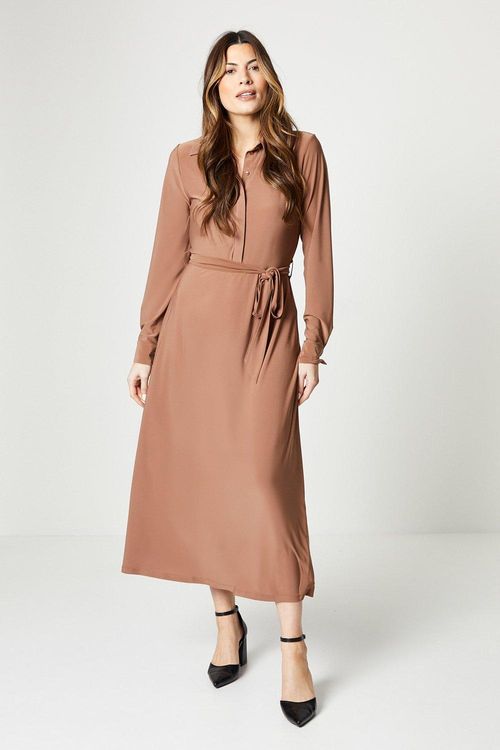 Womens Jersey Belted Midi...