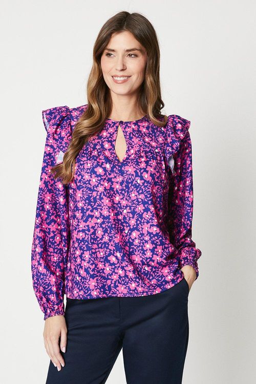 Womens Floral Print Frill...