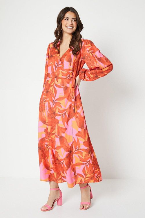 Womens Floral Print Wrap Midi...