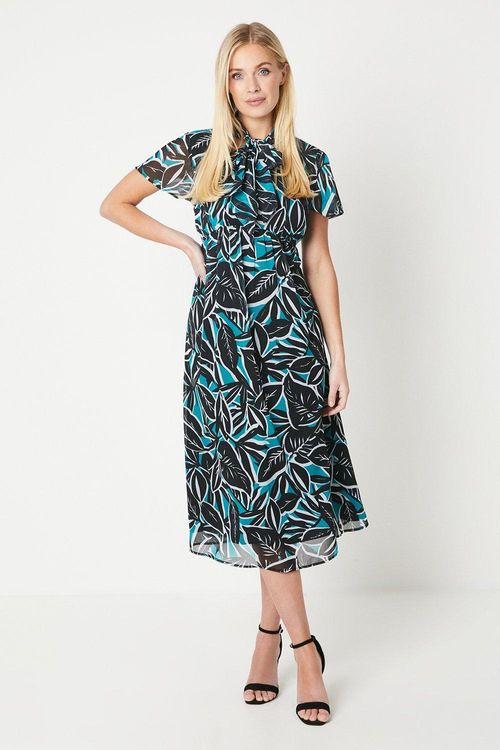 Womens Petite Leaf Print...