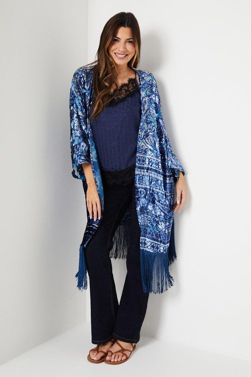 Womens Premium Burnout Kimono...