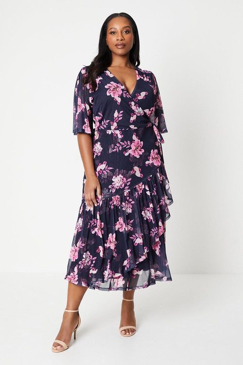 Womens Curve Floral Wrap Maxi...