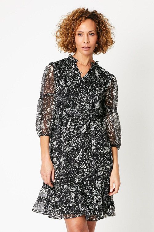 Womens Printed Chiffon Frill...