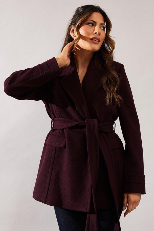 Womens Short Belted Wrap Coat