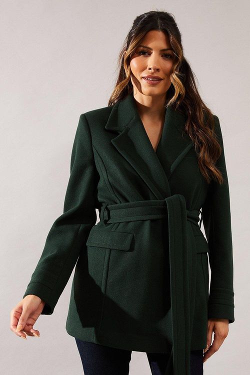 Womens Short Belted Wrap Coat