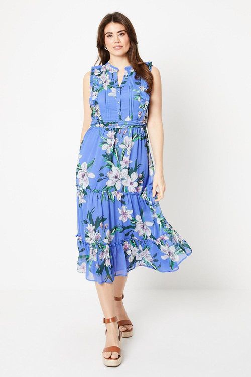 Womens Floral Chiffon Pleat...