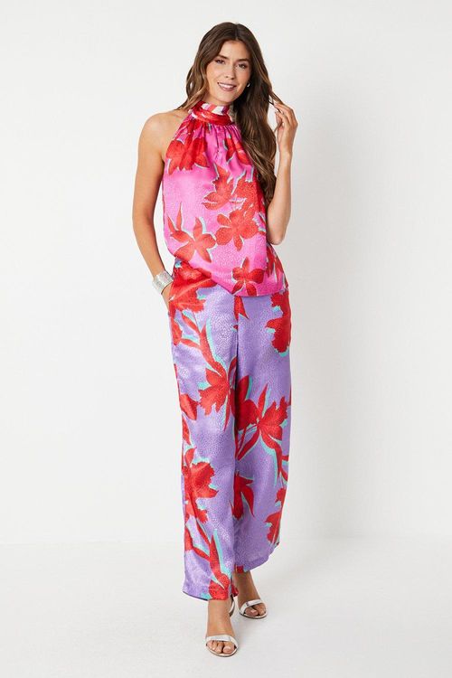 Womens Floral Satin Jacquard...