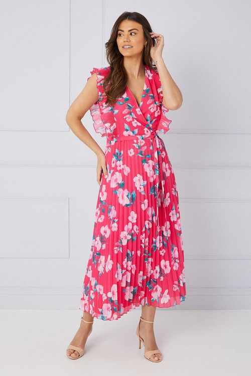 Womens Tall Floral Pleated...