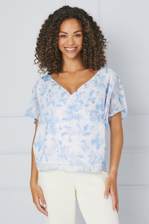 Womens Floral Wrap Blouse