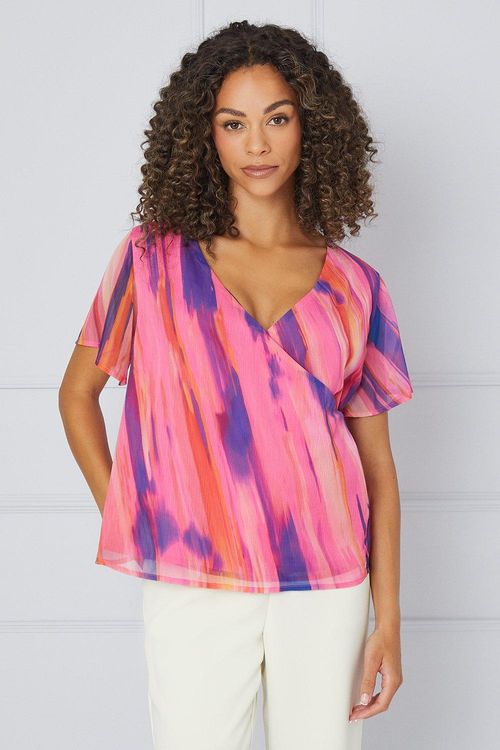 Womens Abstract Wrap Blouse