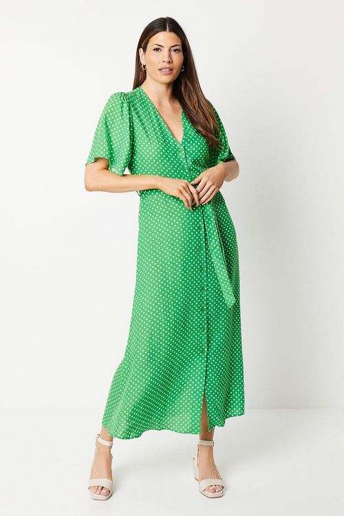 Womens Tall Green Spot Button...