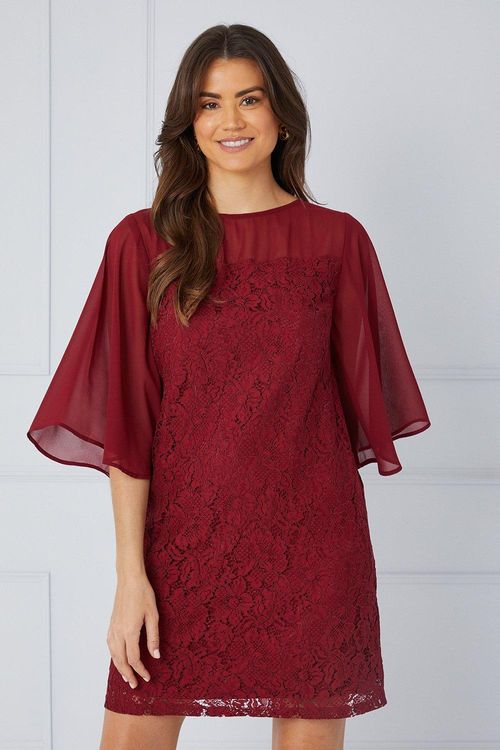 Womens Lace Chiffon Sleeve...