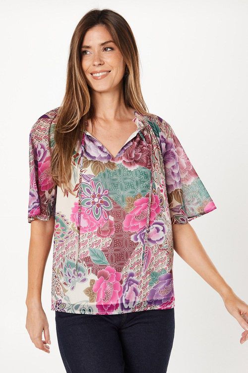 Womens Spot Floral Open Neck...